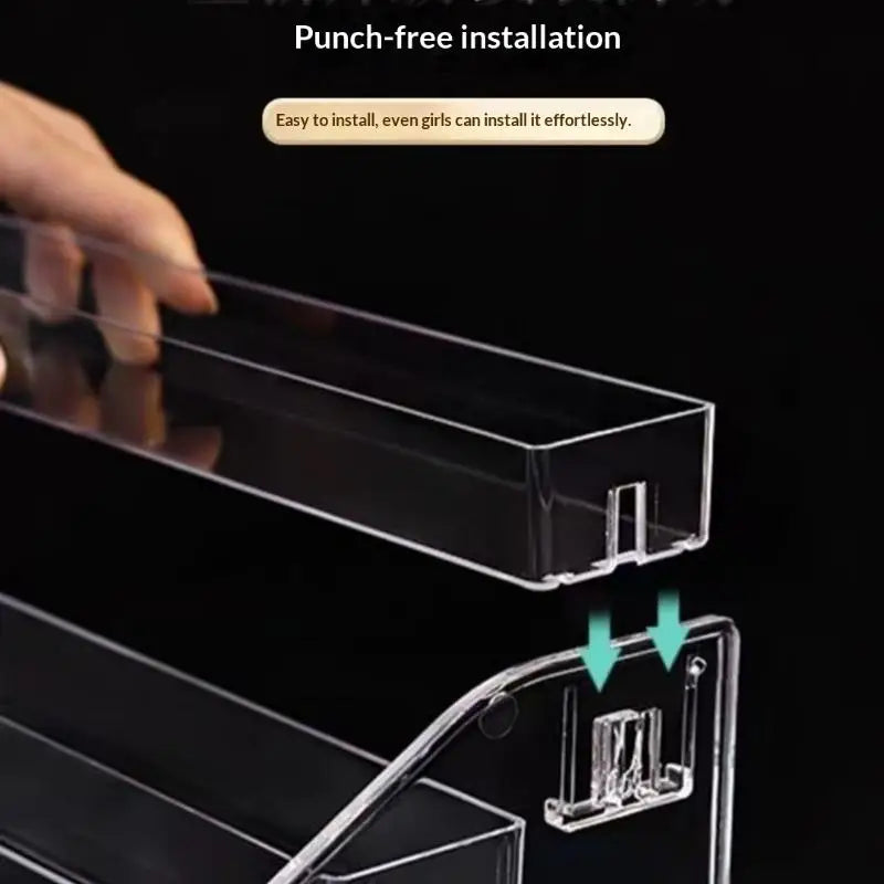 Clear Acrylic Display Stand with Slanted Tiers for Business Cards, Brochures & Cosmetics