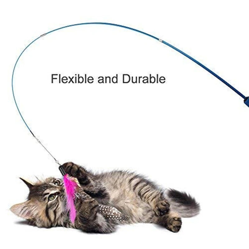 Baguette Interactive pour Chat avec Plumes et Tige Télescopique