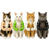 Vier 3D gedruckte Muskel-Tierkostüme für Katzen in verschiedenen Farben und Posen.