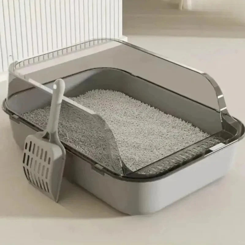 Semi-Enclosed Cat Litter Box with High Splash Guard