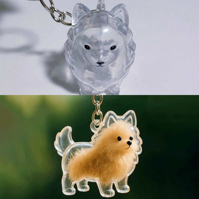 Transparent Pet Hair Keepsake Charm for Keys