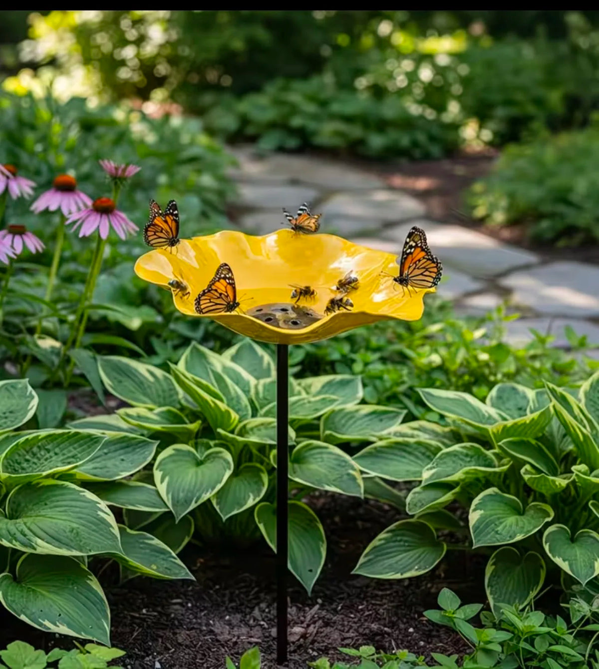 Decorative Flower Bird Feeder and Waterer for Garden
