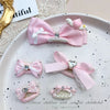 Pink Bow Pet Hair Clip with Rhinestone & Pearl Accents