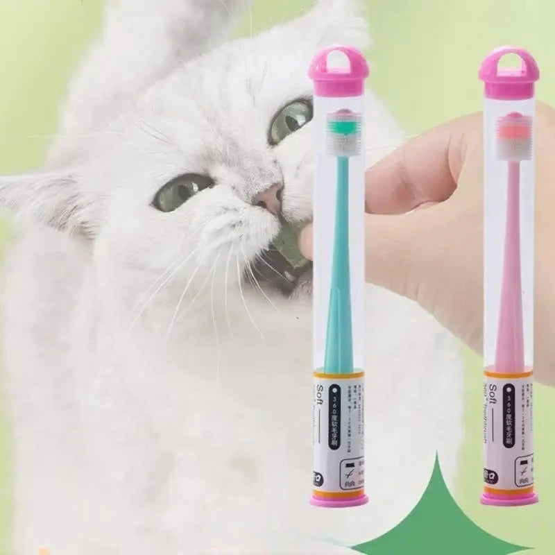 360° Soft Silicone Pet Toothbrush for Cats and Small Dogs
