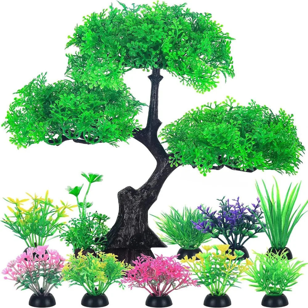 Lifelike Artificial Aquarium Plants – Set of 10