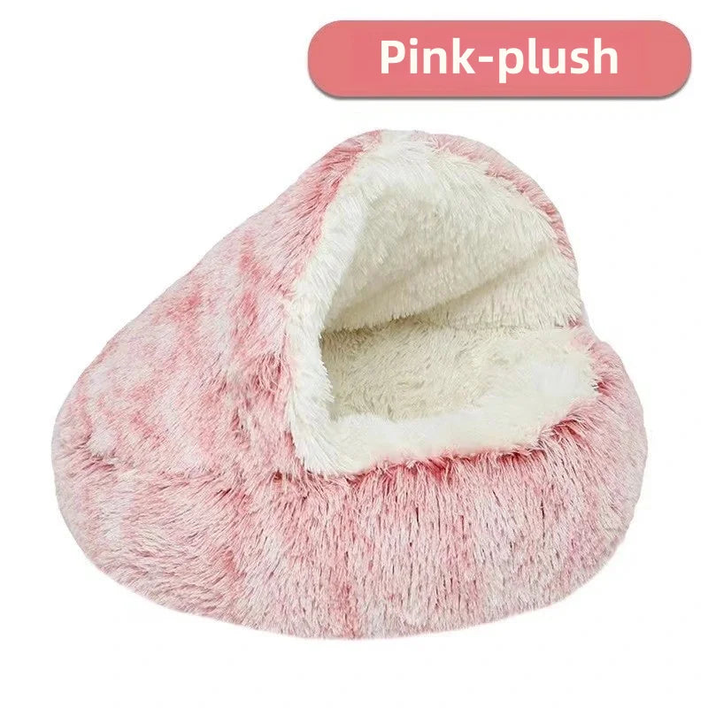 Lit Semi-Ouvert en Peluche pour Chats et Chiens