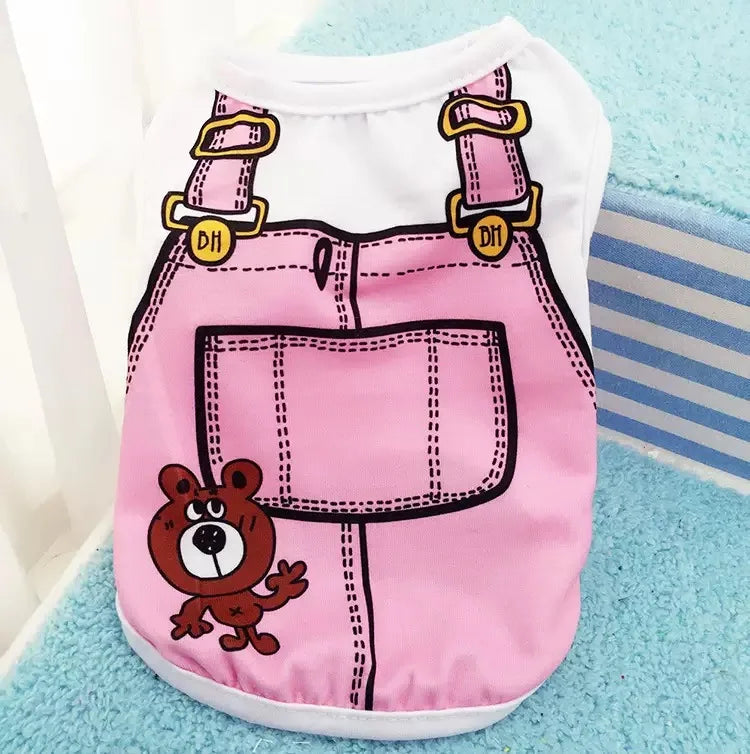 Veste pour chien rose avec motif ours et quincaillerie jaune