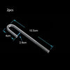 A set of two clear acrylic aquarium air tubing connectors shown with dimension lines.