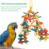 Colorful Wooden Bead and Rope Parrot Chew Toy with Hanging Hook