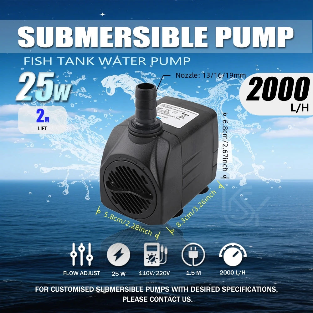 Adjustable Submersible Aquarium Water Pump – Ultra-Quiet Ceramic Shaft