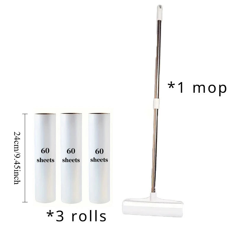 Retractable Lint Roller with Refills – Long-Handled Pet Hair Remover for Furniture and Floors