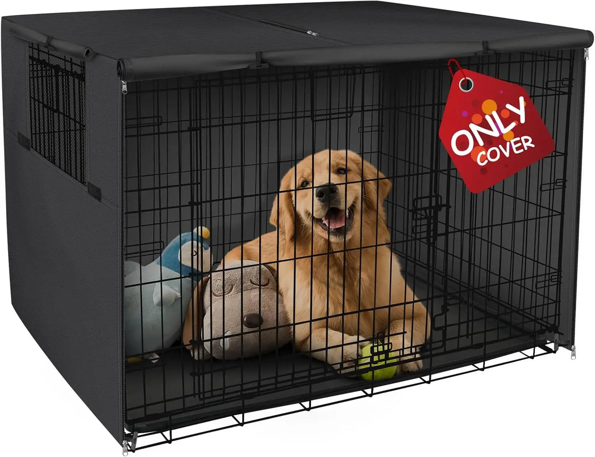 Heavy Duty Dog Crate Cover for 42-Inch Wire Kennels – Black