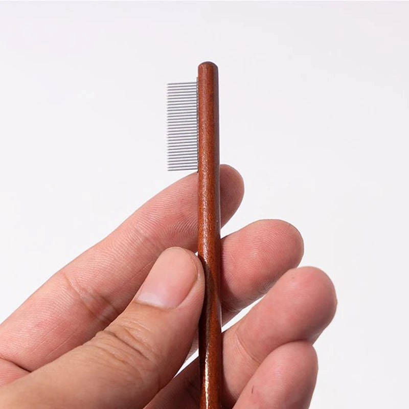 Wooden Pet Grooming Comb with Tear Stain Scissors
