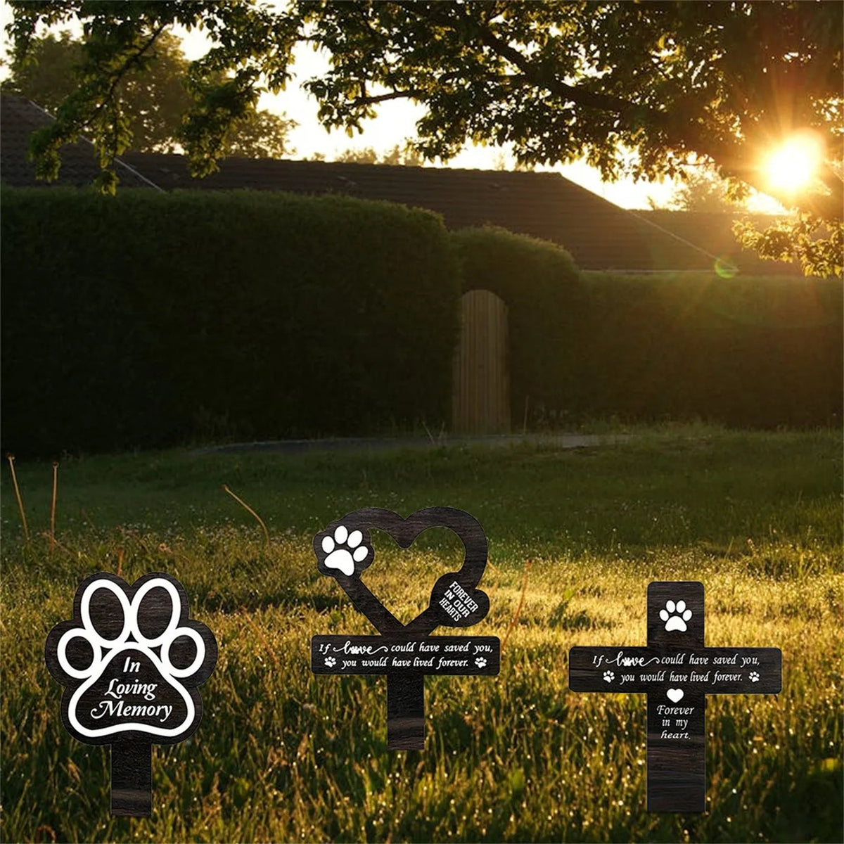 Wooden Pet Memorial Garden Stake with Paw Print