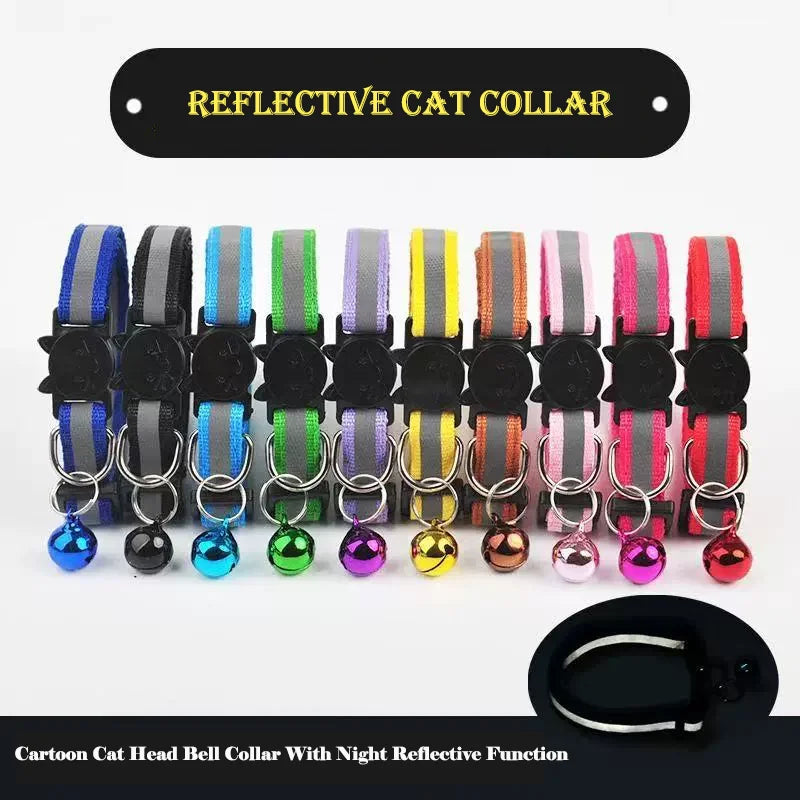 Reflective Cat Collar with Detachable Bell