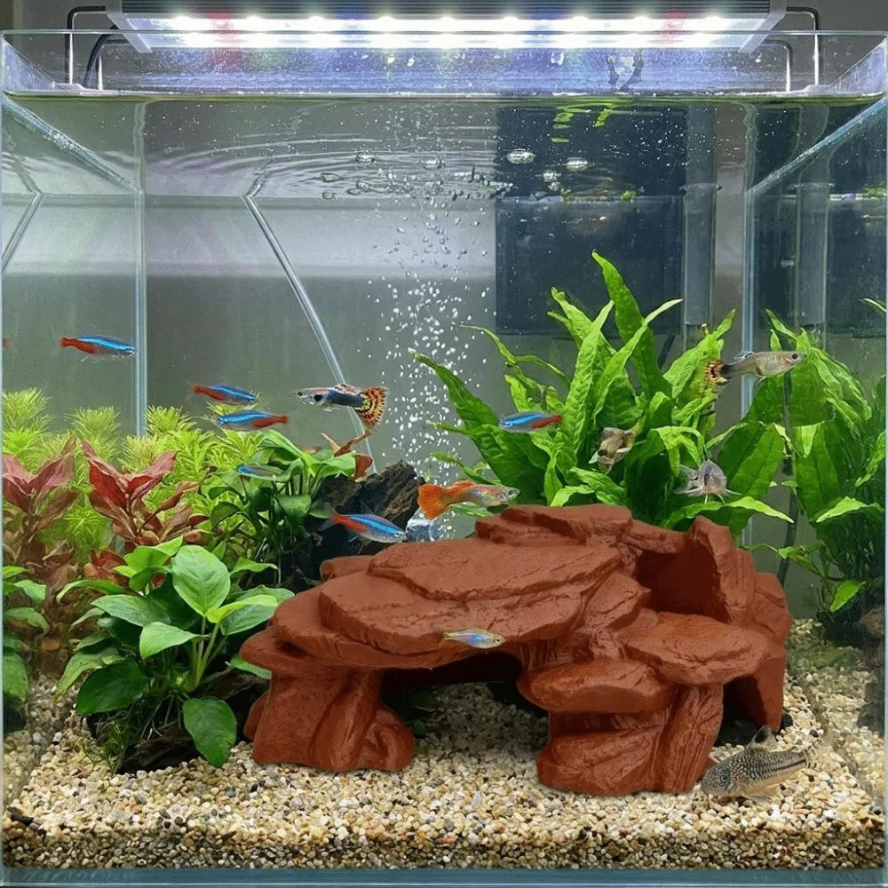 Realistic 3D Rockery Ornament for Aquarium Fish Tanks