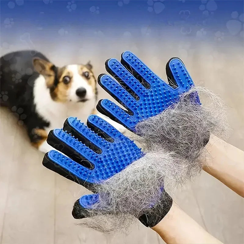 Pet Hair Remover Gloves – Dog & Cat Grooming Brush