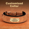 Wide Personalized PU Leather Dog Collar With Custom Name Tag