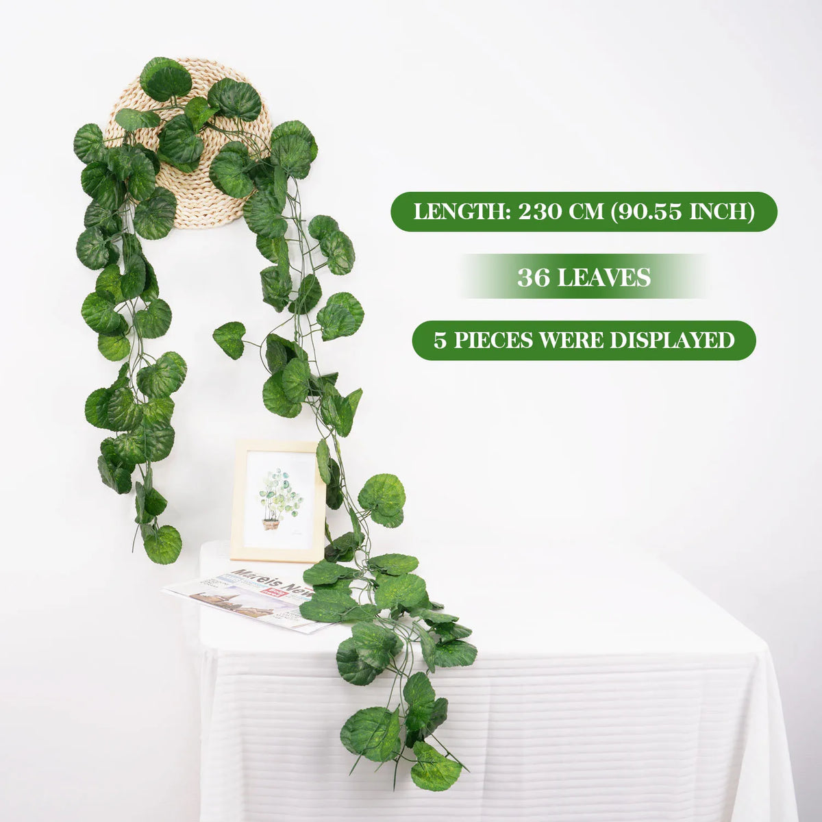 Artificial Ivy Vine Garland – 2.3m Hanging Silk Leaf Decor
