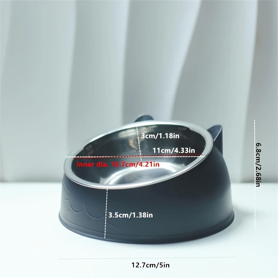 Ergonomic Elevated Cat Bowl with Inclined Stainless Steel Design