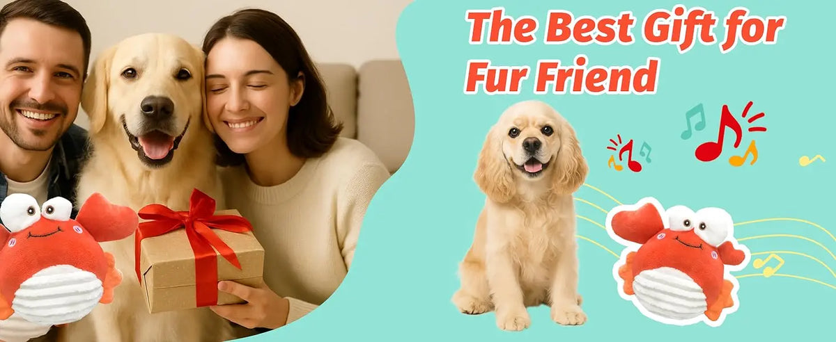 Interactive Crab Plush Toy with Motion-Activated Ball for Dogs