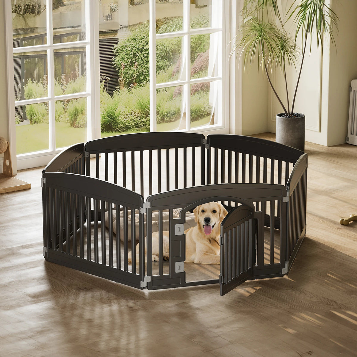 Expandable Plastic Dog Playpen with Door - 6 Panel