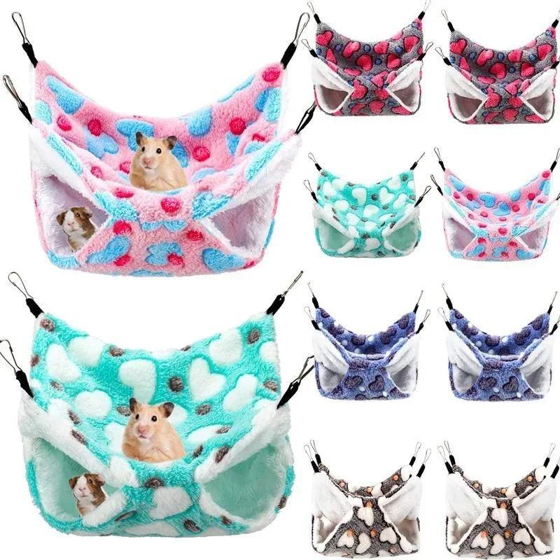 Double Layer Fleece Hanging Hammock Bed for Small Pets
