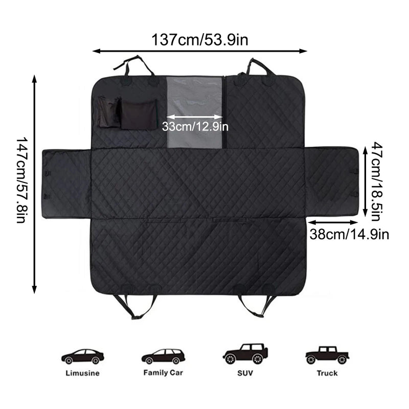 Back Seat Dog Seat Cover with Mesh Window, Waterproof, Anti-Slip