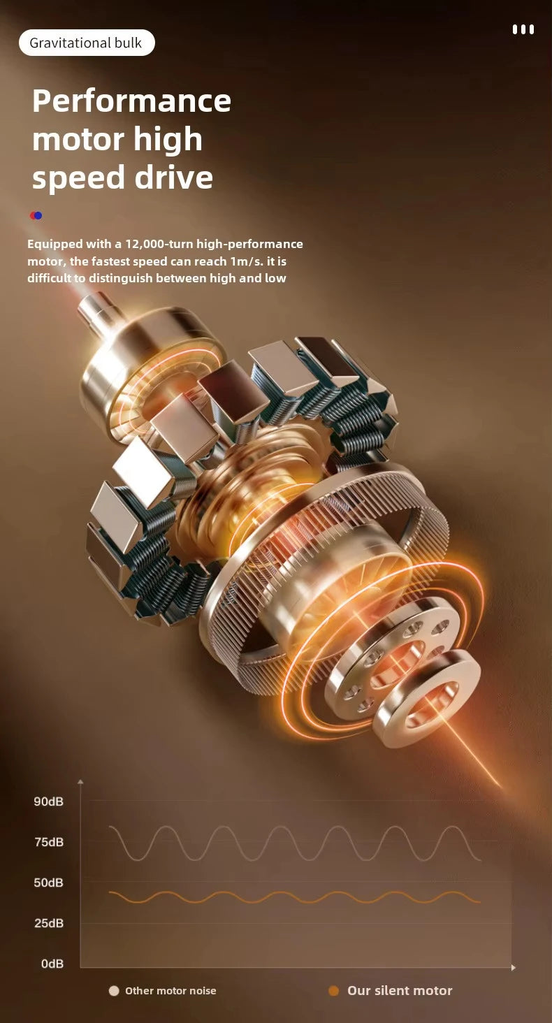 Nahaufnahme eines Messing-Motormechanismus für einen gravitativen Volumen-Leistungsmotor mit Hochgeschwindigkeitsantrieb.