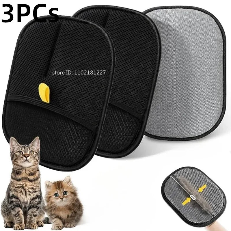 Pet Grooming Gloves - Double-Sided Hair Removal Mitt for Cats and Dogs