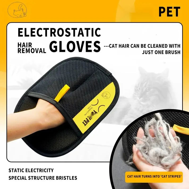 Pet Hair Removal Glove with Two-Way Brush for Cats, Dogs, and Furniture