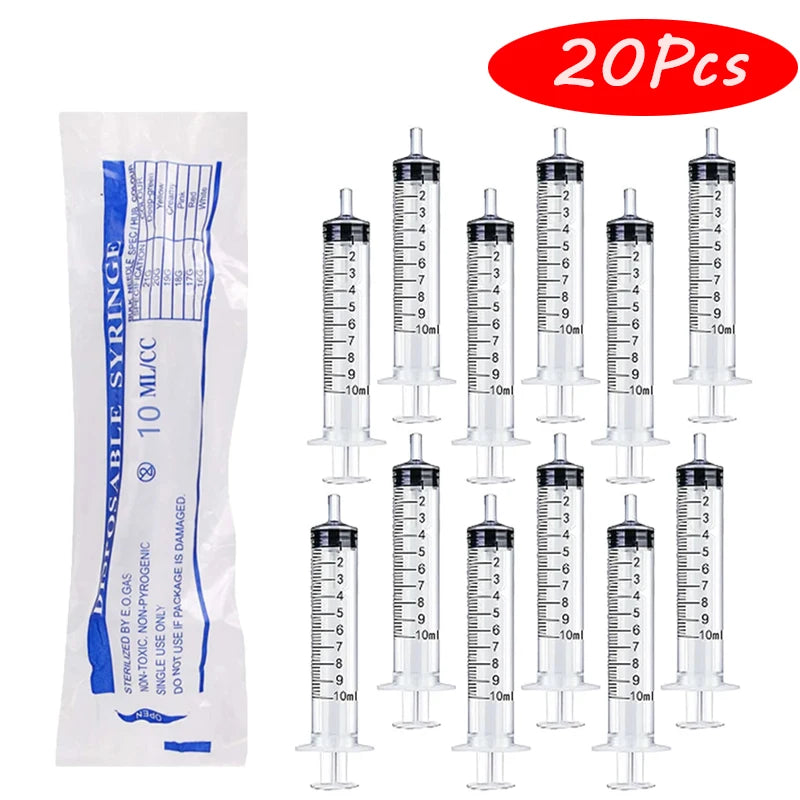 10ml Plastic Syringe for Liquid Measurement & Dispensing (Pack of 10)