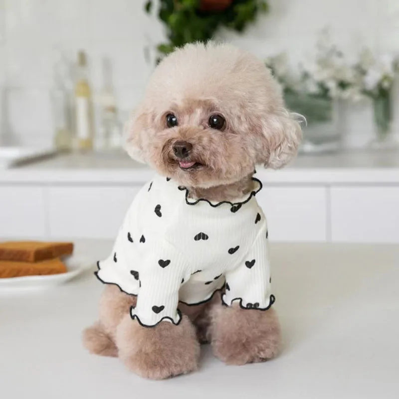 Cozy Heart Print Waffle Vest for Small Dogs