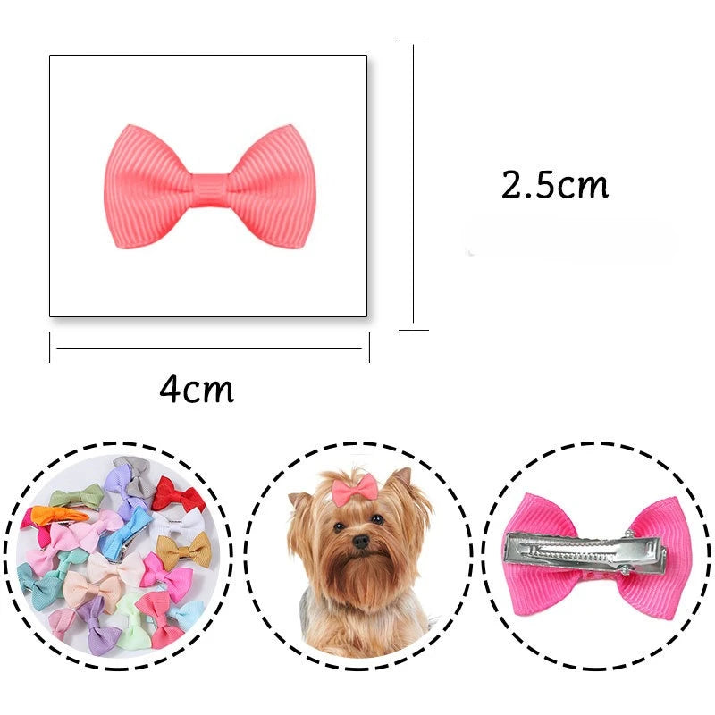 Handmade Pet Hair Clips - Colorful Bow Hairpins for Dogs and Cats