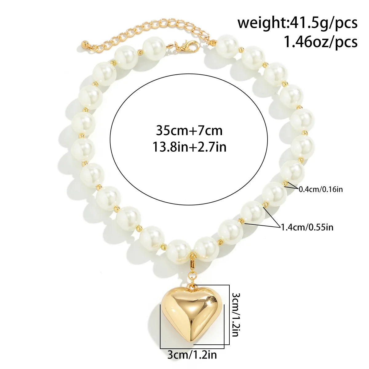 Vintage Pearl Heart Pendant Choker Necklace