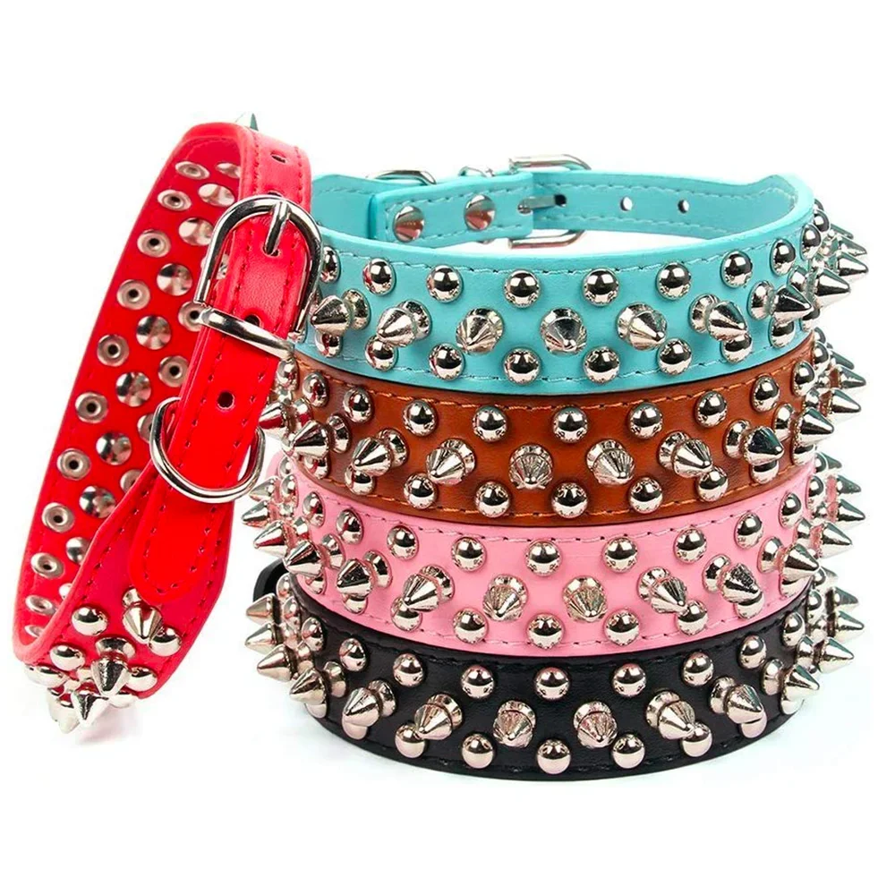 Punk Rivet Spiked Leather Dog Collar
