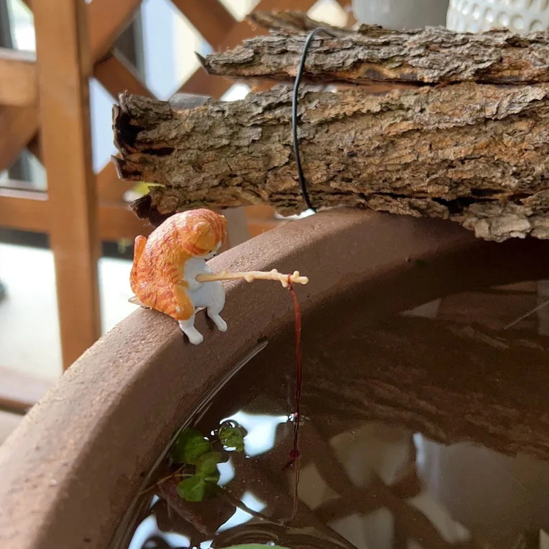 Décoration Aquarium Chat Pêcheur