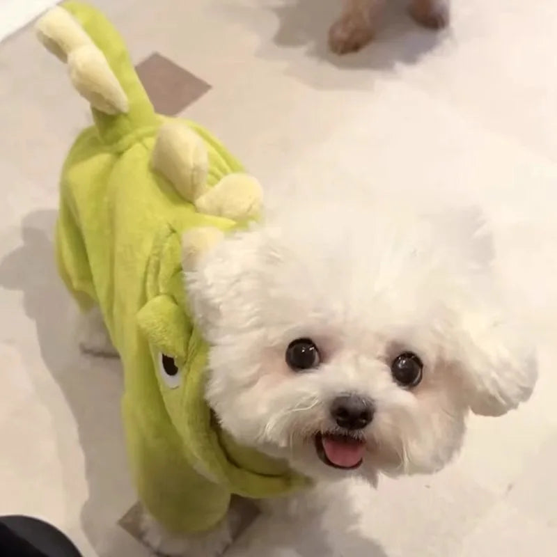 Cozy Fleece Dog Hoodie with Playful Animal Design