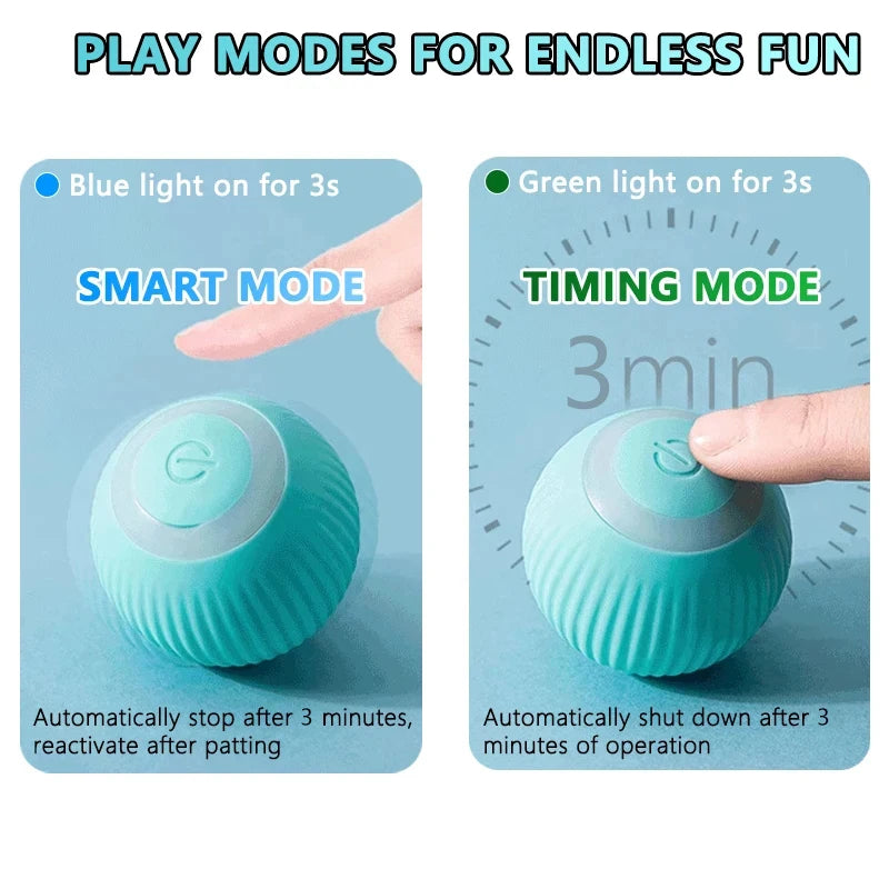Zwei Betriebsmodi für eine intelligente interaktive Rollball für Katzen: Smart-Modus und Timing-Modus.
