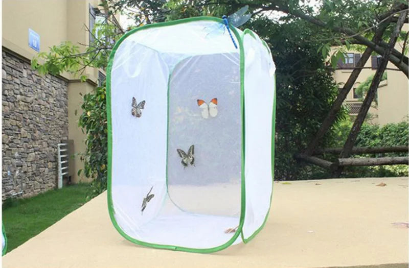 قفص حشرات قابل للطي موئل شبكي لتربية الفراشات