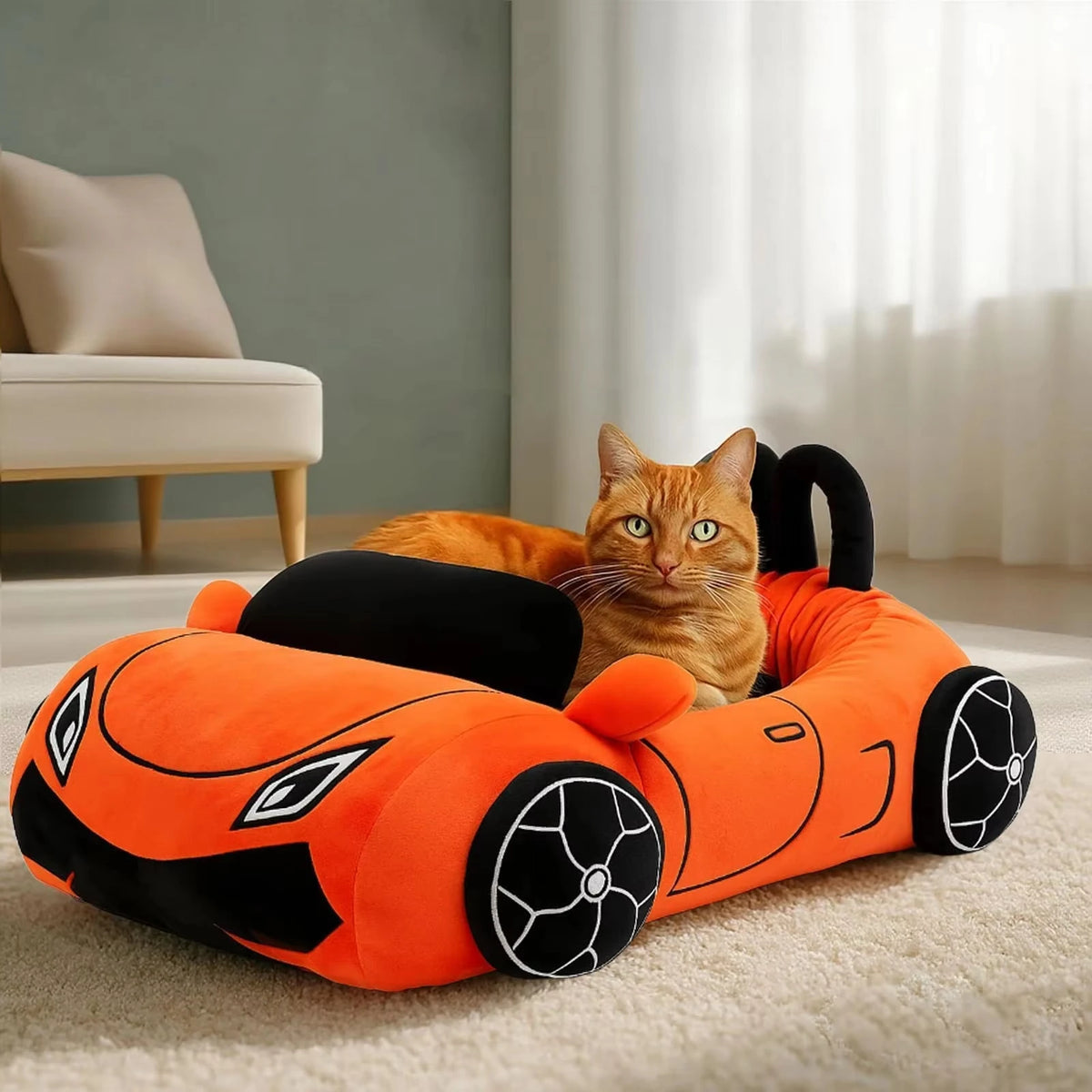 Supercar Cat Bed with Removable Cushion
