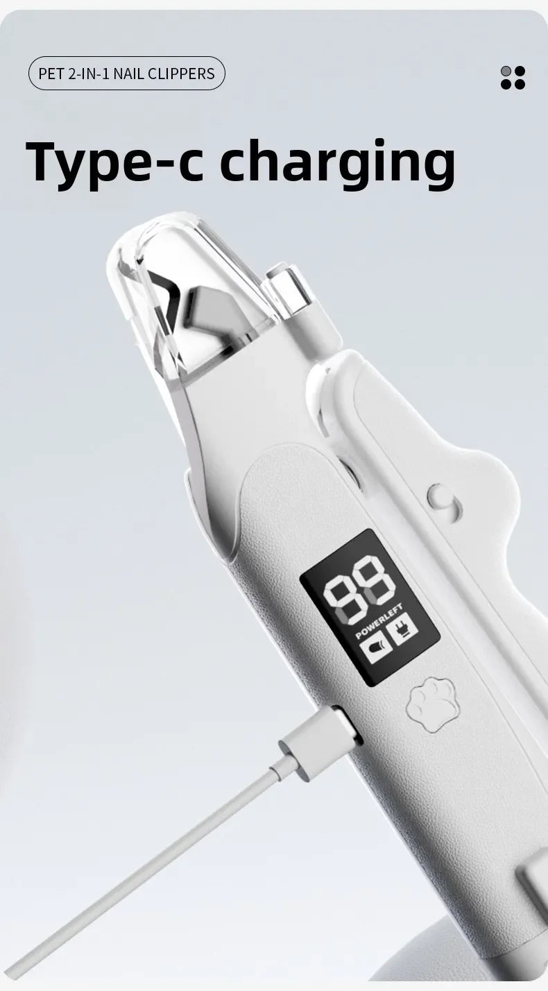 2-in-1 Pet Nail Clipper and Grinder with LED Light