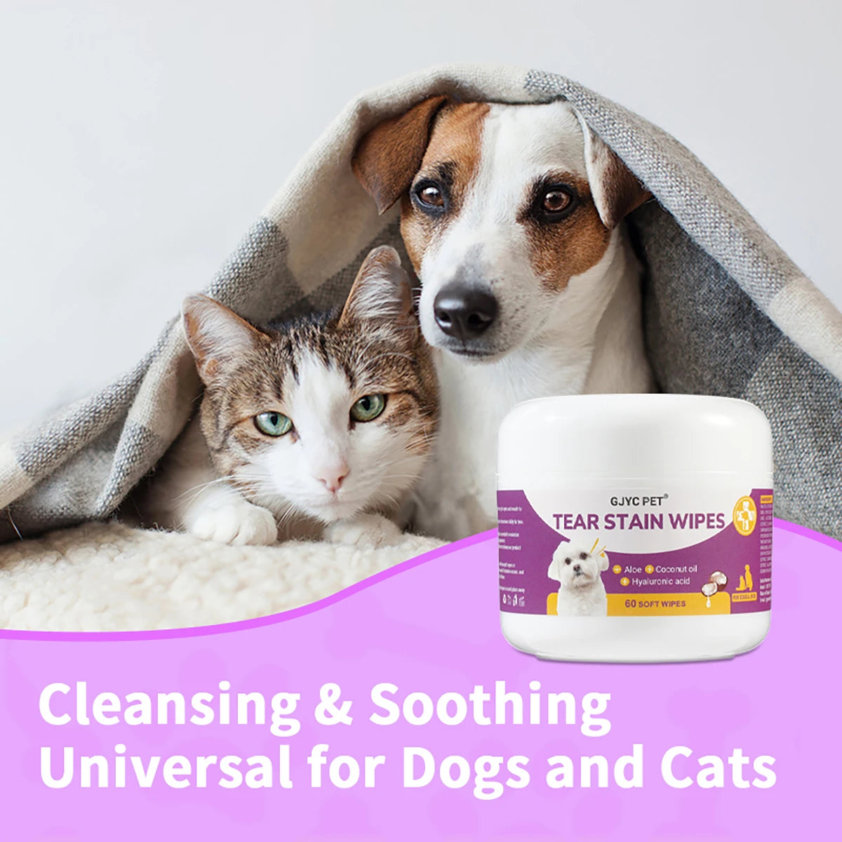 Gentle Pet Eye Wipes with Plant Extracts for Cats and Dogs