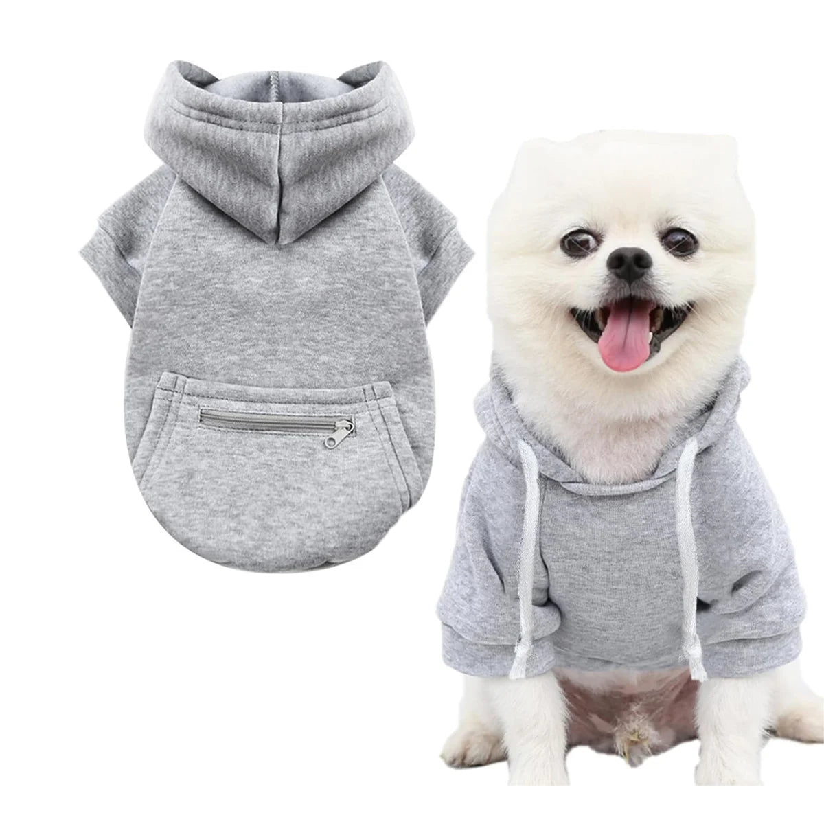 Cozy Fleece Hoodie for Small Dogs and Cats with Pockets