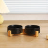 Elevated Ceramic Pet Bowl with Wooden Stand