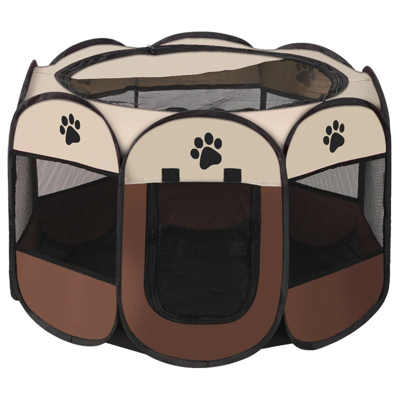 Foldable Octagonal Pet Tent with Breathable Mesh - Portable Outdoor Dog & Cat Shelter