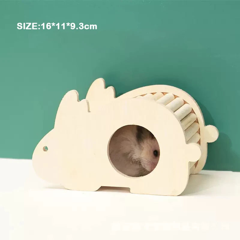 L-Shaped Wooden Hamster Platform with Stairs
