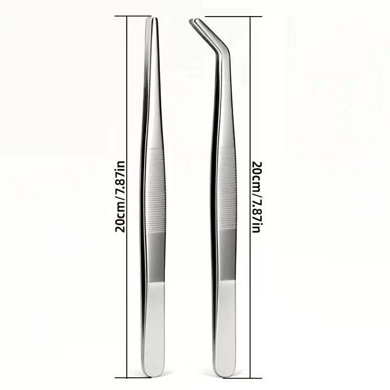 Precision Stainless Steel Tweezers Set – Straight & Curved Tips