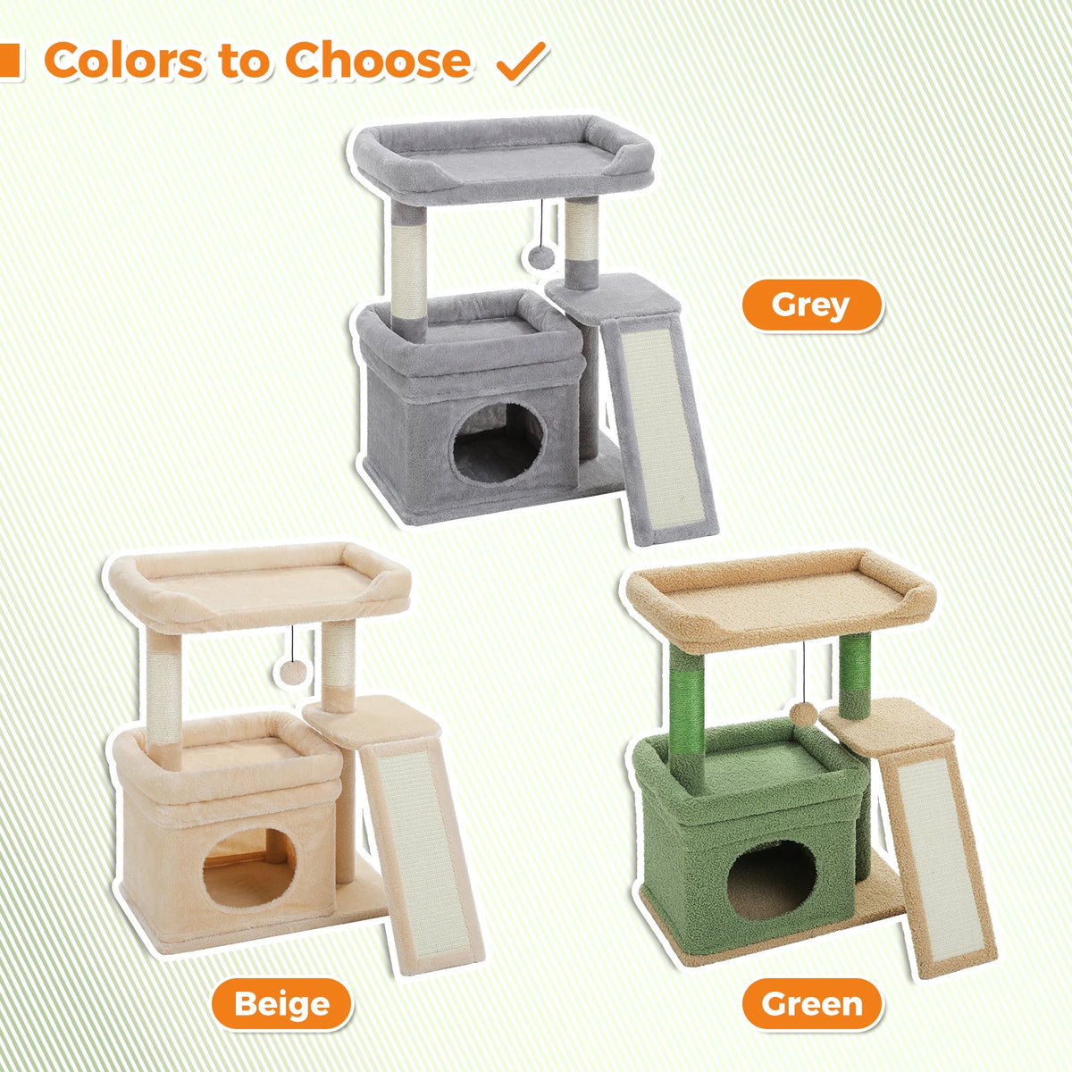 Compact Cat Tree Tower with Sisal Scratching Posts and Cozy Perches