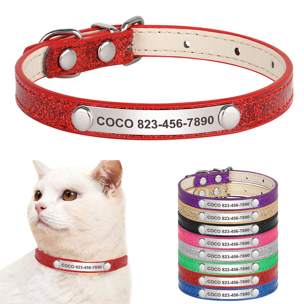 Individuell gravierte Leder-Hundehalsband mit ID-Tag